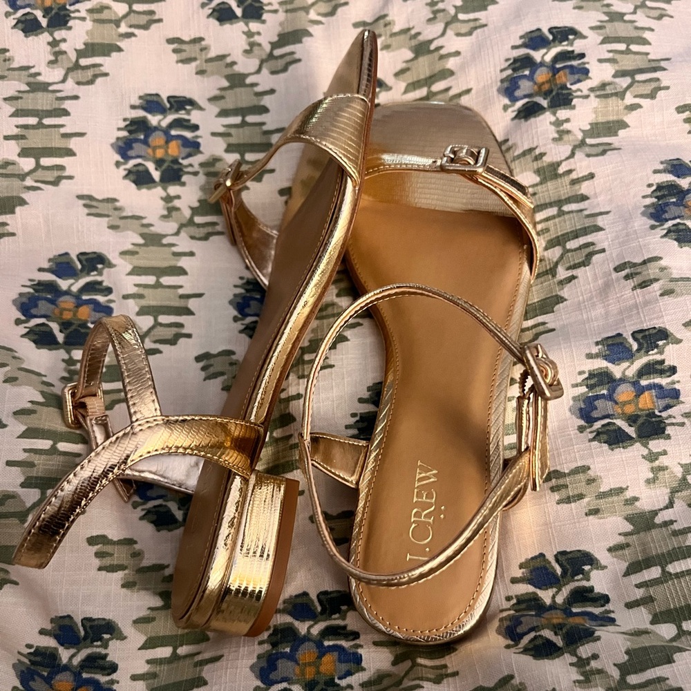 J. Crew Metallic Gold Sandals 9
